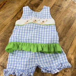 Size 24m outfit with dogs smocking